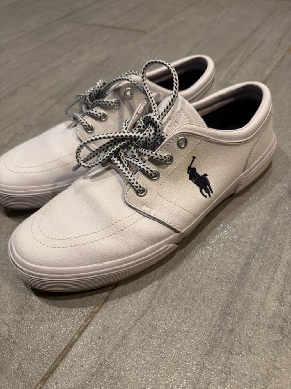 Polo Ralph Lauren Men's Faxon Low White Leather Sneakers Shoes Size 10.5 10 1/2